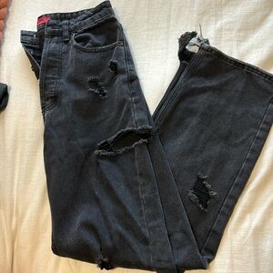 Black signatures distressed jeans